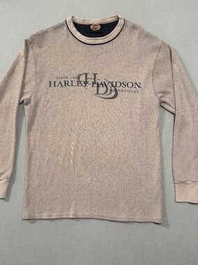 Vintage Harley-Davidson Ukiah CA Thermal Shirt Long Sleeve Made in USA Men M